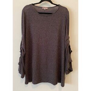 Juicy Couture Dark Gray Sparkly Top Ruched Long Sleeves XXL